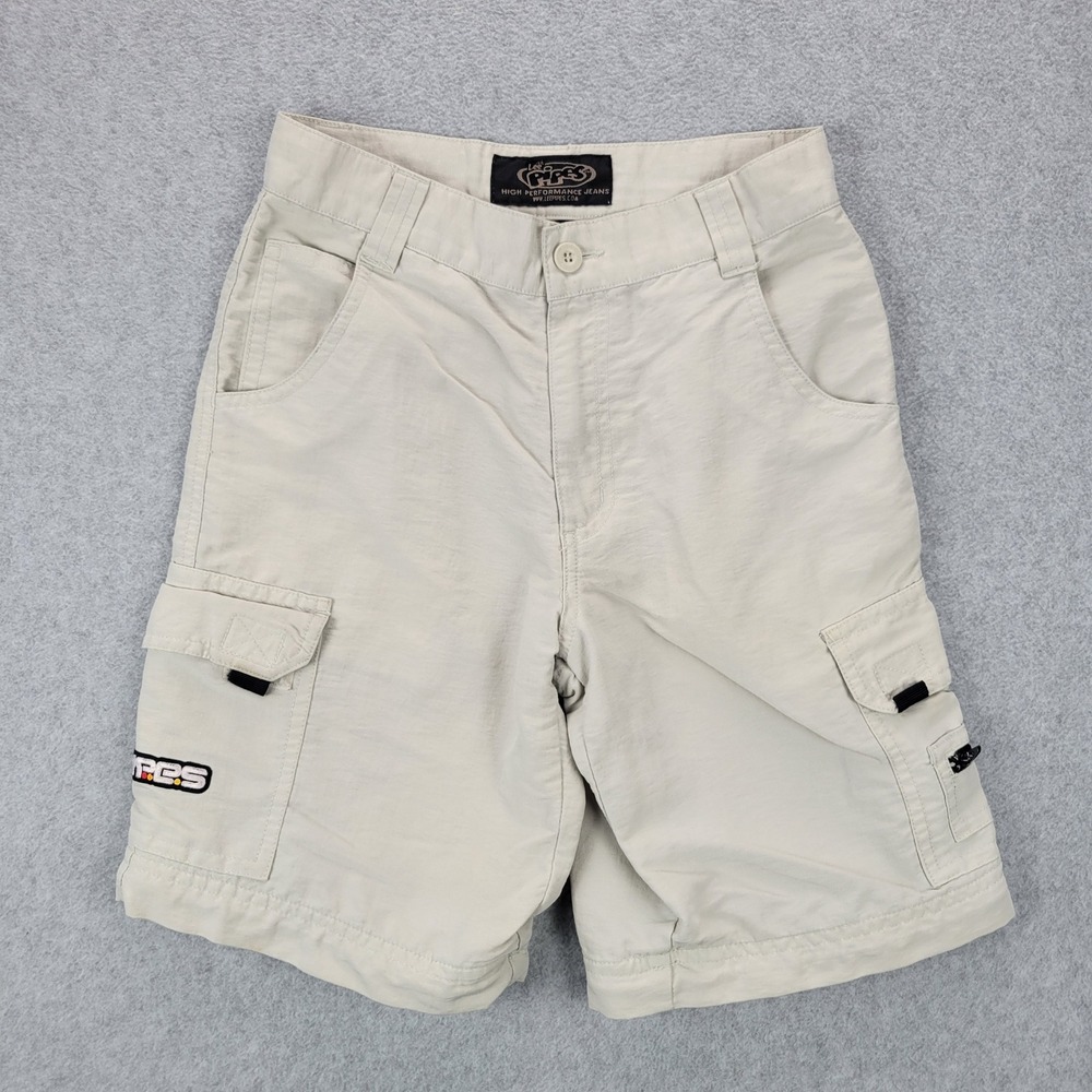 Lee Pipes Cargo Shorts Kids 8R Beige Nylon Y2K Gorpcore Skate Utility